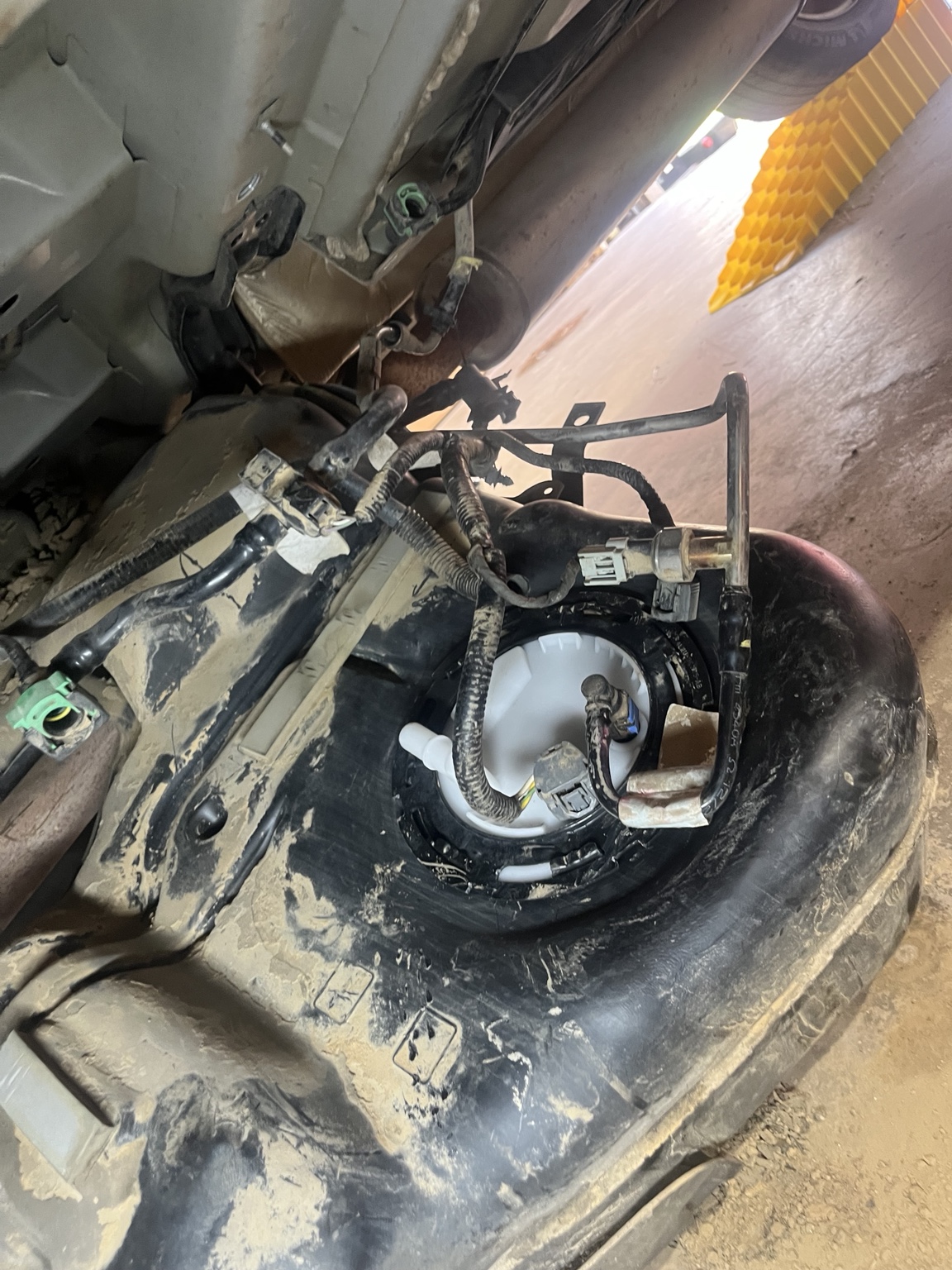 Fuel pump replacement in progress