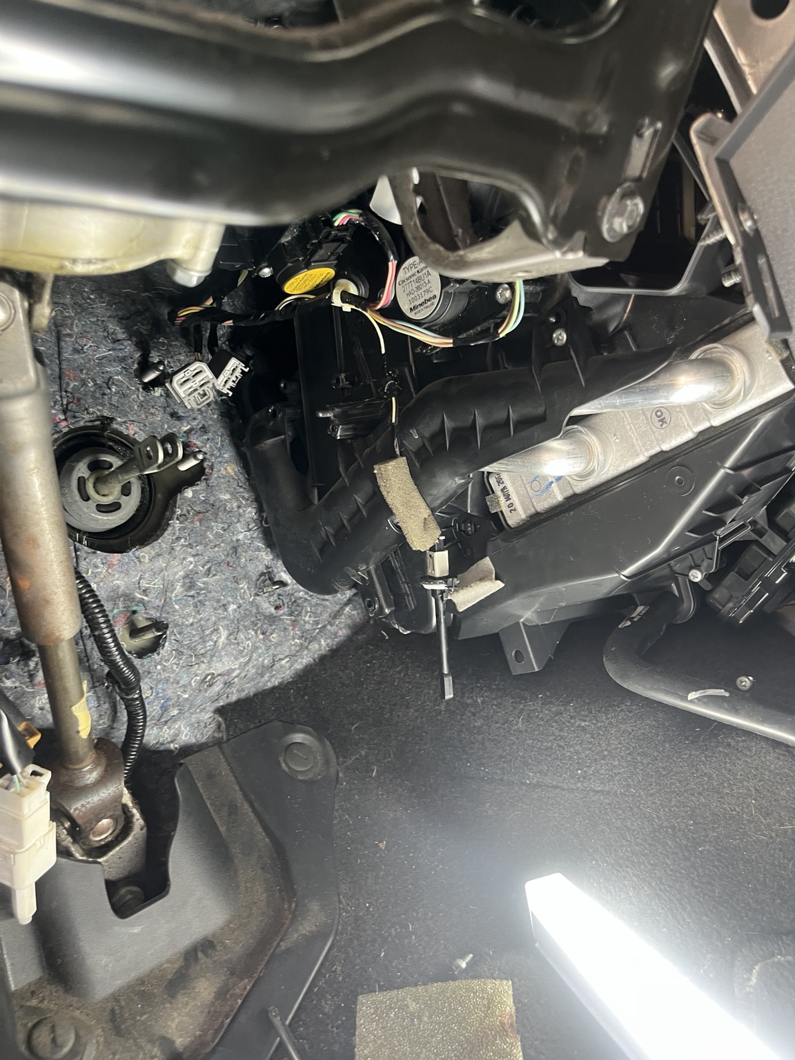 Vehicle HVAC repair in progress
